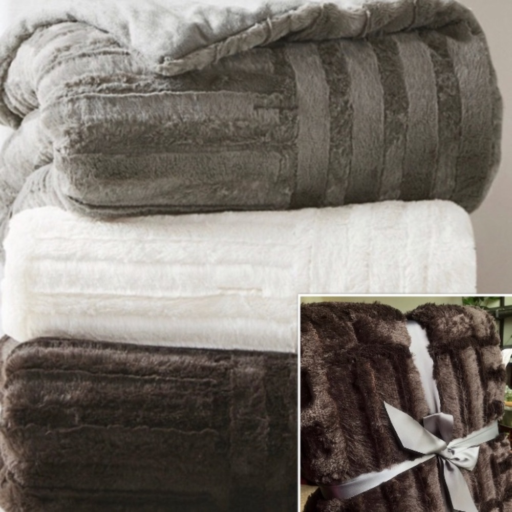 1 left!50x60 plush throw faux fur down alternative - Picture 3 of 8